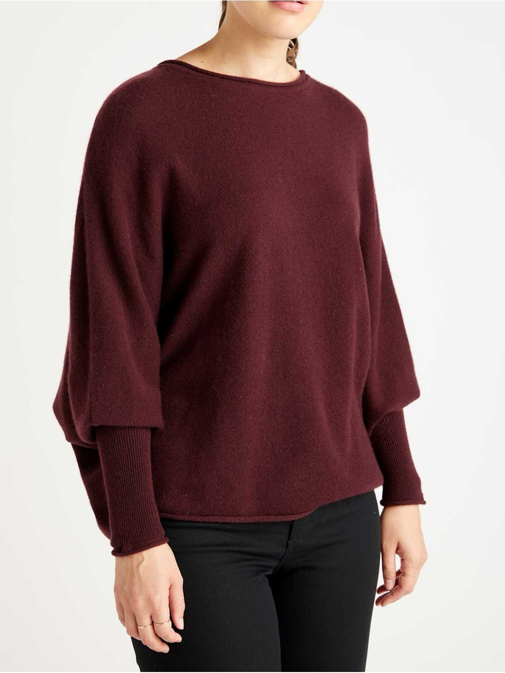 Quince Mongolian Cashmere Batwing Sweater - Burgundy